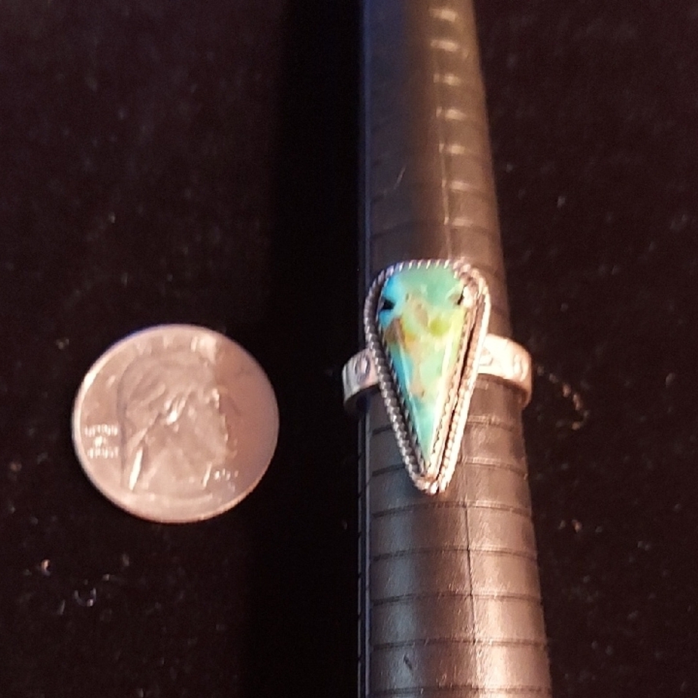 TurquoiseSterling Silver Ring Size 8 Native American - Picture 5 of 10
